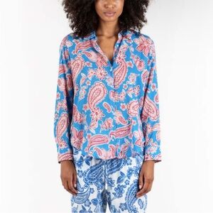 Xirena Beau Shirt In Capri Blue Red medium